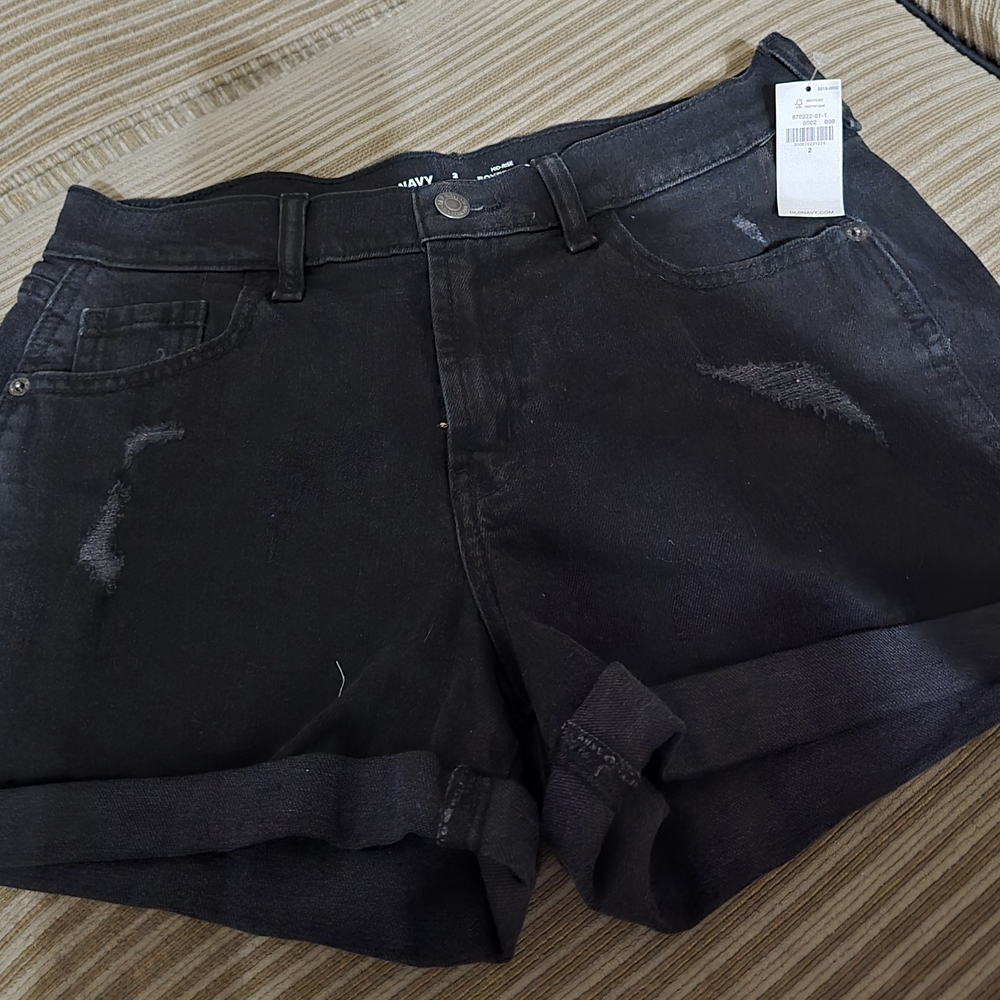 Old Navy Black Jean Shorts with Cuffed Hems